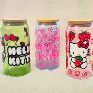Kitty Custom Glass Can Cups, personalized glass can cups, 16.oz glass can, libbey cups, kitty kat cups