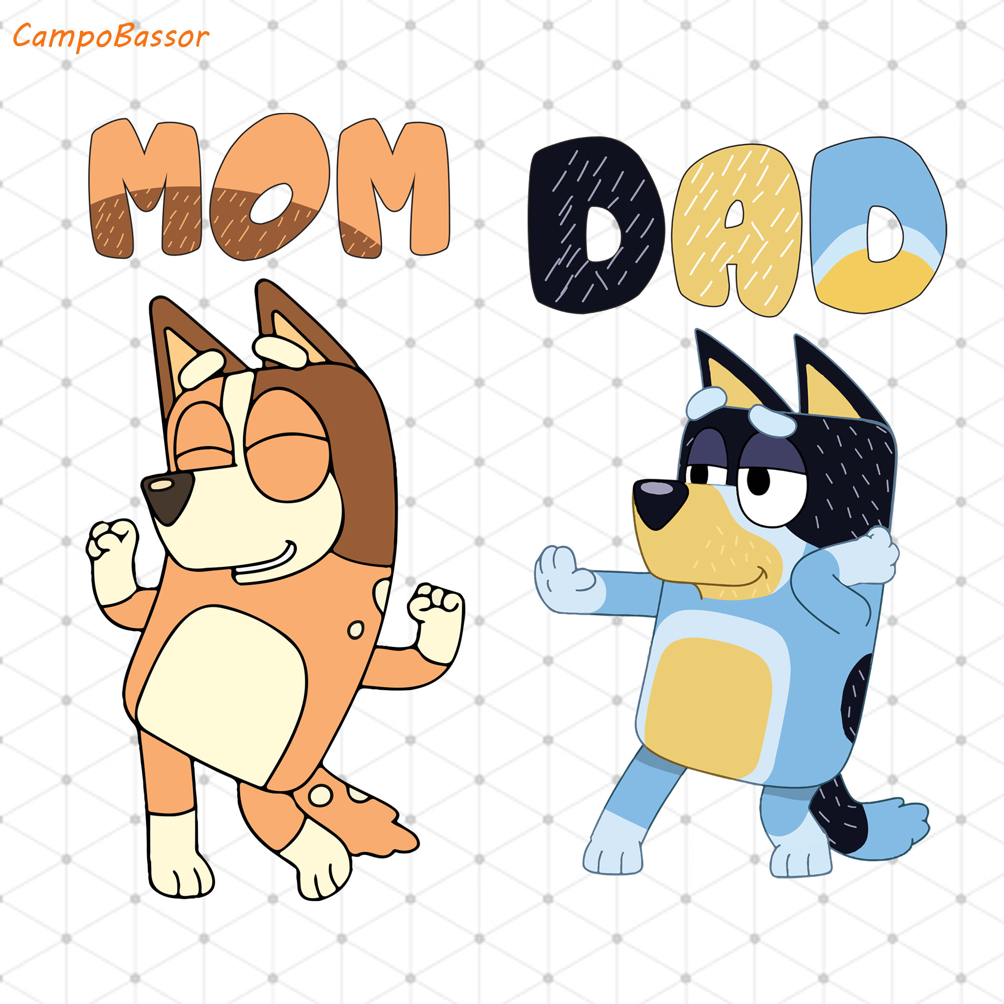 Bluey Dad Mum Png, Bluey Mother's Day Png, Bluey Chili Heeler Png ...