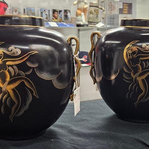 Pair of Art Deco &quot;Josephine Baker&quot; vases by Charles Catteau for Boch Freres.