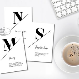 12 Monthly Cover Pages, Minimalist A5 Journal Monthly Title Page Template, Undated PRINTABLE Cover Page, Corporate Style Journal Cover