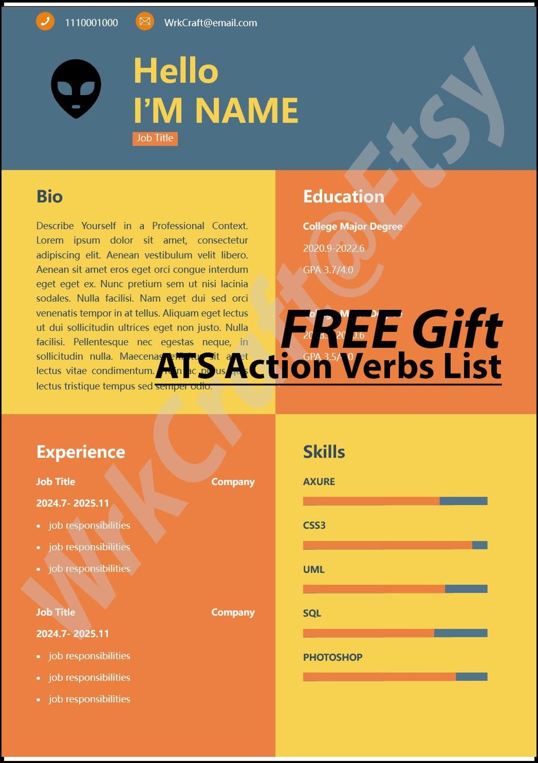 Block Cv Design Pro Modern Color Block Resume Template Design Editable CV Word + Free ...