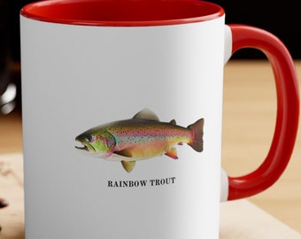 Rainbow Trout Graphic Coffee Mug - Nature-Inspired Fishing Gift