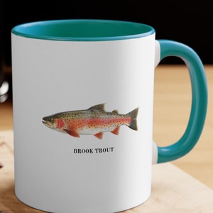 Brook Trout Coffee Mug, Unique Trout Graphic for Outdoor Lovers and Anglers Accent Mug , 1 of 4 Collectors Edition