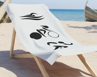 Triathlon Logo Beach Towel, Triathletes Gear, Swim Bike Run Towel, Triathlete Gift, Ironman Beach Towel, Triathlon Gear, Sports,  Pool Towel