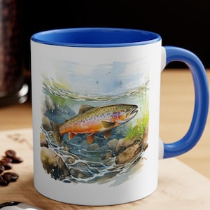 Rainbow Trout Coffee Mug, Trout Fish Coffee Mug, Fishing Coffee Cup, Angler Gift Mug, Trout Fishing Mug, Fly Fishing Mug, Fisherman mug