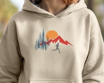 Ultra Running Hoodie: Mountain Trail Design, Unisex Sweatshirt