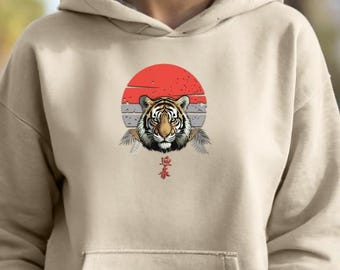 Fierce Tiger Head Graphic Hoodie - Unisex Jungle Sweatshirt