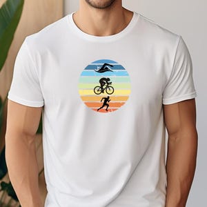 T-shirt met triatlonlogo in vintagestijl, triatleetshirt, triatlont-shirt, triatleet-shirt