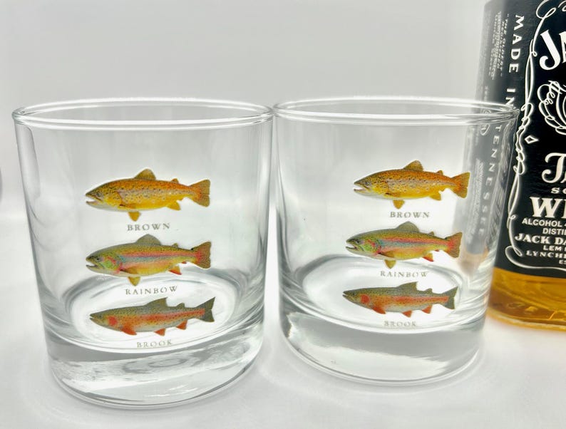 ZestyTrove Trout Whiskey Rocks Glass - Thumbnail 5