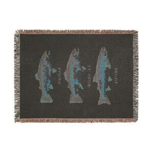Trout Fish Woven Blanket: Rustic Fishing Home Decor image 5