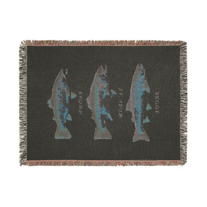 Trout Fish Woven Blanket: Rustic Fishing Home Decor image 5
