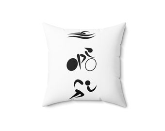 Quadratisches Kissen aus gesponnenem Polyester im Triangle-Logo-Stil
