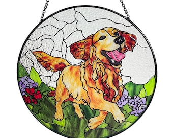 Golden Retriever Stained Glass Suncatcher/Window Hanging for Dog Lovers