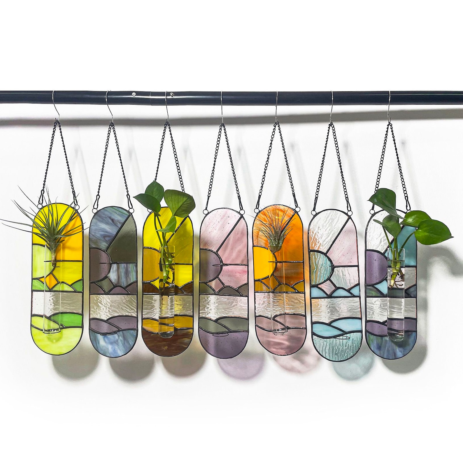Stained Glass Suncatchers of Propagation Bud Vase Wall Hanging Tubes and Air Plant Holders
