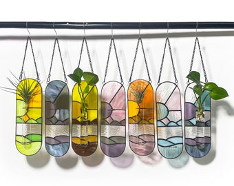 Stained Glass Suncatchers of Propagation Wall Hanging Tubes and Air Plant Holders