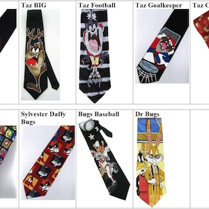 Marvin Roadrunner Taz Monster Tasmanian Devil Yosemite Sam Cowboy Cartoon Necktie
