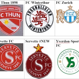 Parche bordado para planchar del FC Zúrich Servette Grasshopper Club Thun 1898 St Gallen 1879 Winterthur Yverdon-Sport de fútbol suizo