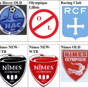 May include: A collage of nine vintage football team logos. The logos are in various colours, including red, blue, black, and white. The logos feature different designs, including a crocodile, a cross, and a circle with a line through it. The text on the logos includes the team names and founding dates.