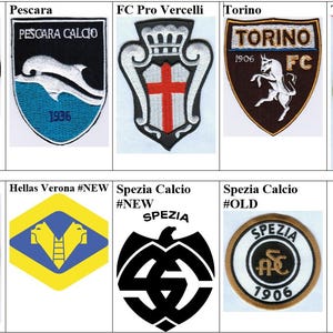 CS Lebowski Delfino Pescara Calcio 1936 FC Pro Vercelli 1892 Hellas Verona Torino Spezia Calcio Ternana Italy Football Embroidered Patch