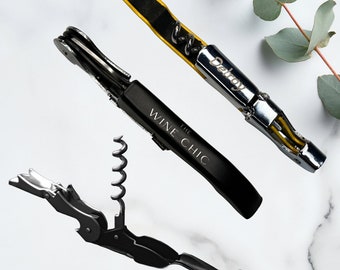 Tire-bouchon personnalisé, ouvre-bouteille de vin gravé avec texte ou logo pour les entreprises, les mariages, les fêtes et les articles promotionnels