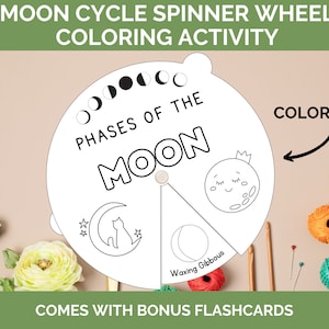 Imprimable roue tournante des phases de la lune, activité de classe de sciences | BONUS : cartes éclair des phases de la lune