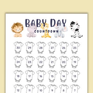 30 Day Baby Countdown, Days until Due Date, Printable Pregnancy Countdown
