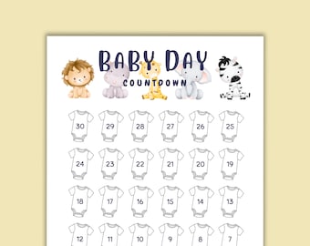 30 Day Baby Countdown, Days until Due Date, Printable Pregnancy Countdown
