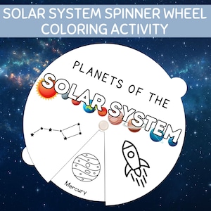 Rueda giratoria del sistema solar imprimible, actividad para la clase de ciencias, actividad para el hogar y la escuela, actividad para el aula / BONIFICACIÓN: Tarjetas didácticas sobre los planetas
