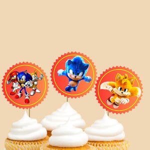 Sonic Cupcake Toppers 3""| DIY Geburtstag Party Dekor | Instant Download Plus GRATIS Lesezeichen
