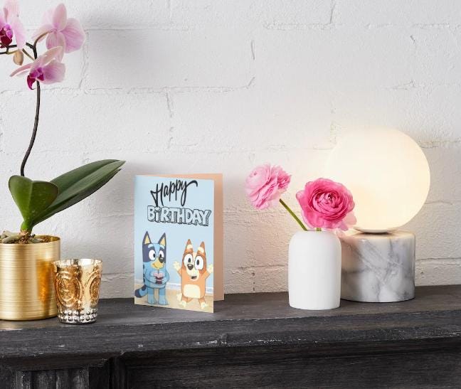Bluey Foldable Birthday Card + 4 Bookmarks (Printable)