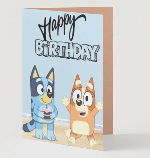 Bluey Foldable Birthday Card + 4 Bookmarks (Printable)