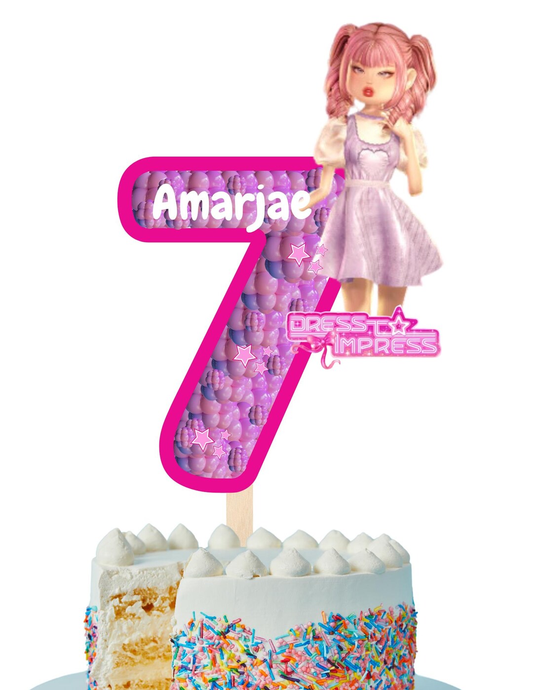Printable Dress to Impress Roblox Number 7 Cake Topper Personalized ...