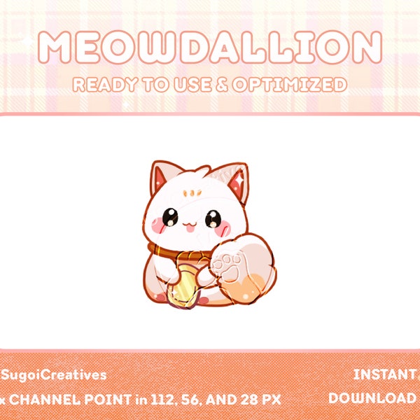 Kitty Cat Meowdallion (Orange) | Lucky Cat Channel Points | Kawaii Maneki-neko | Small Twitch | Youtube | Discord |