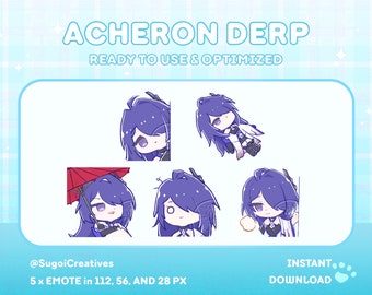 Ensemble d'émotes Achéron | Train en étoile Honkai | TGV | Twitch | Discorde | YouTube | Diffusion en continu | Kawaii | Emotes chibi mignons