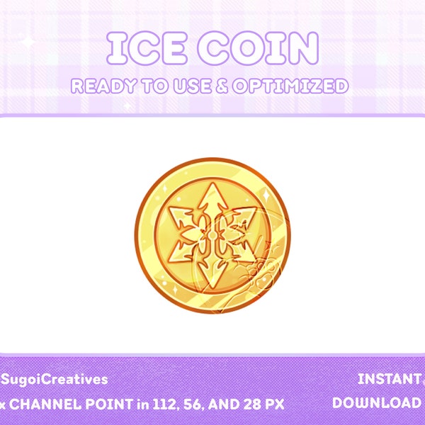 Ice Coin (Gold) Channel Point | Twitch YouTube, Discord | Kawaii, Streamer Graphics, Honkai Star Rail Inspired, Token, Emote, Badges