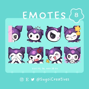 8 Kuro Emotes | Twitch | Discord | YouTube | Stream Badges | Multiple Sizes, Sub Badge, Emote | Twitch Sub Badges | Streamer