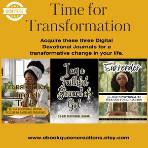 Time For Transformation Bundle Digital Devotional Journal- Bible Study Guide  for women, journal prompts, Prayer Journal