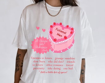 Een grappig recept voor een romantisch boekenshirt, vijanden van geliefden Booktok Gift, Dark Romance Book Shirt, altijd vallen voor de slechterik