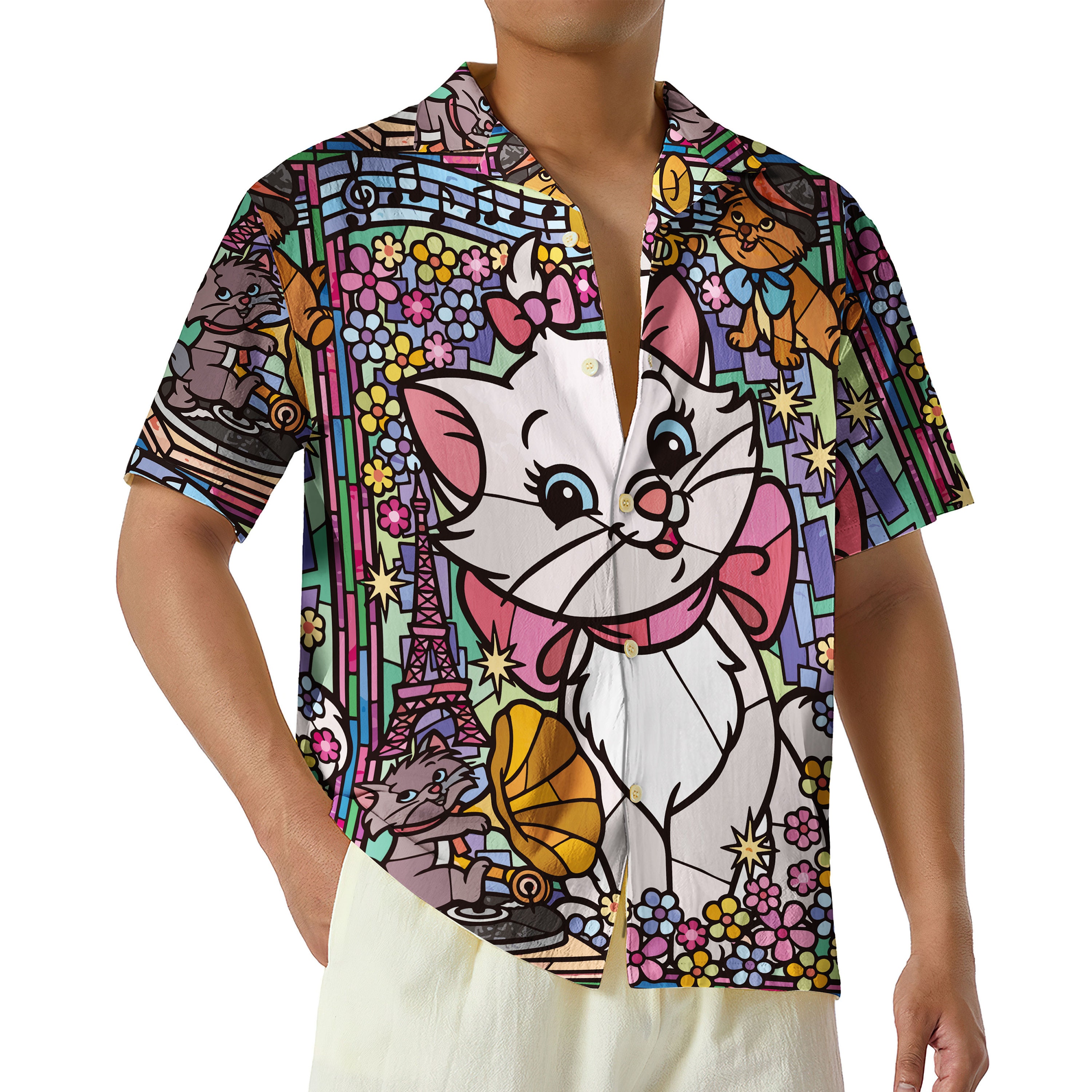 Disney The Aristocats Hawaii Shirt, Marie Aristocats Shirt, Disneyland Button Up Shirt, Disney World Shirt, Disney Girls Trip 2024 Gift