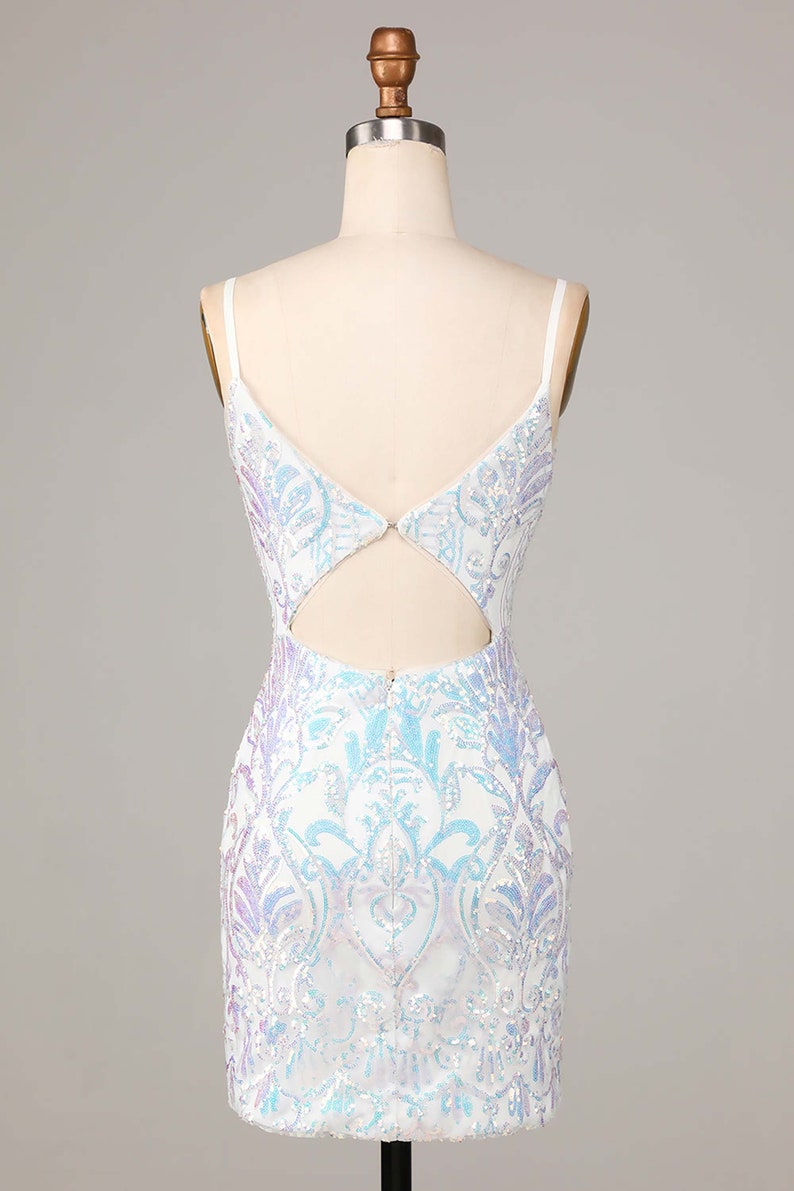 Vintage Spaghetti Straps Satin Feathers Sheath Cocktail Dress Short Homecoming Dress SP177 main image 1