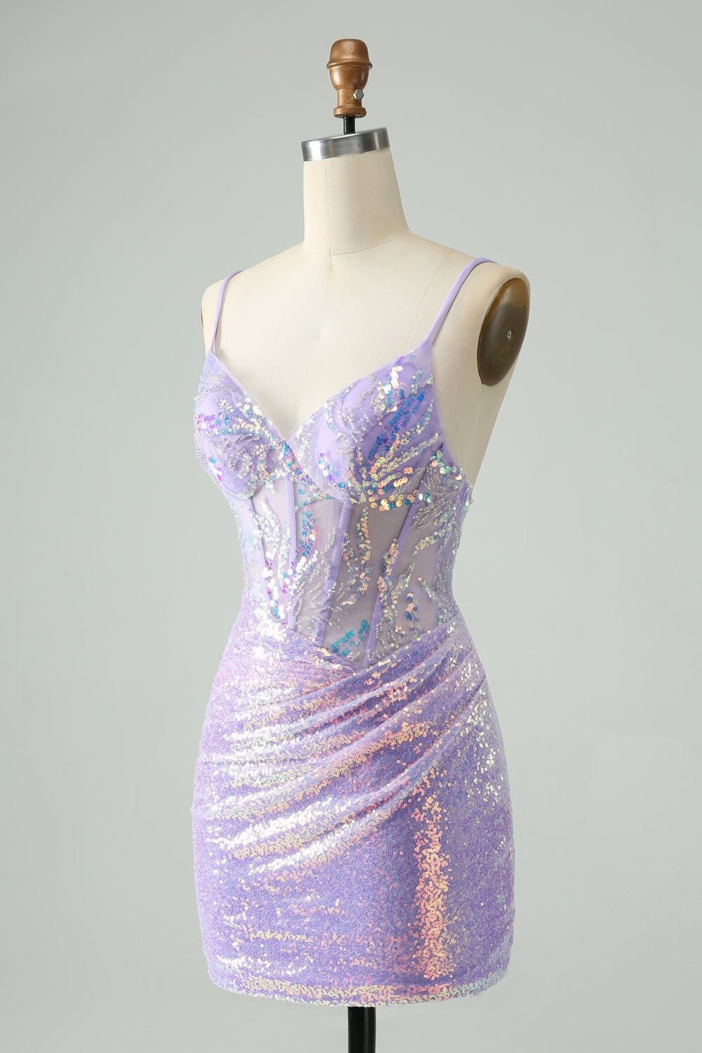 Strapless Blue Sequin Sexy Evening Dress