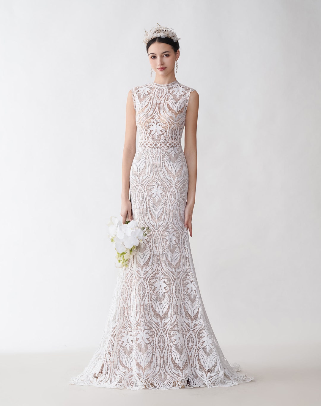 Lace Wedding Dress, Custom Handmade Wedding Dress, White Bridal Dresses ...