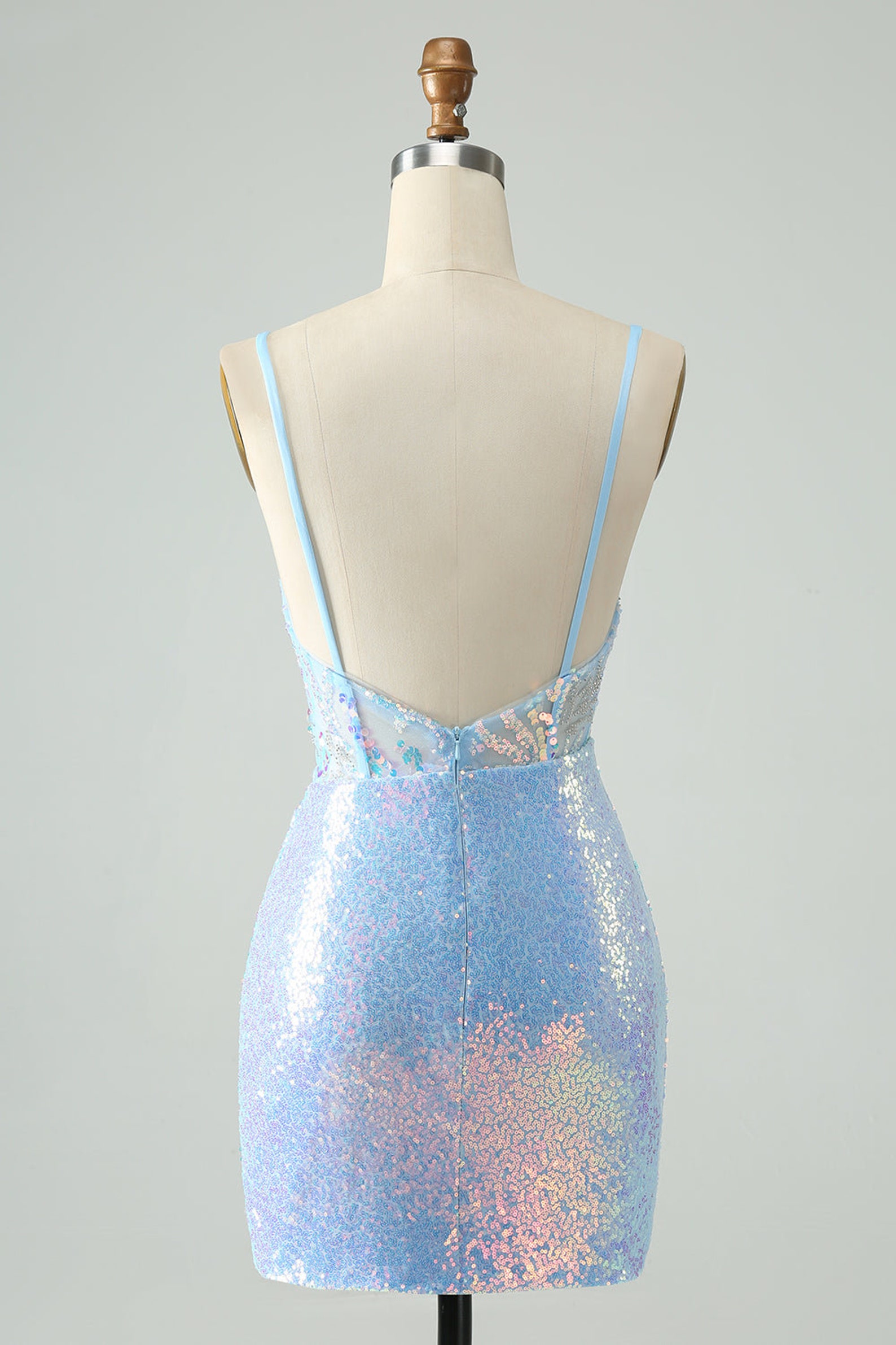 Strapless Blue Sequin Sexy Evening Dress main image 1