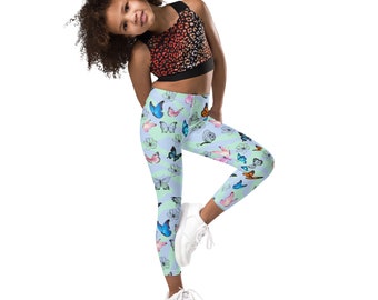 Leggings pour enfants| papillon, fleur, pantalon de yoga