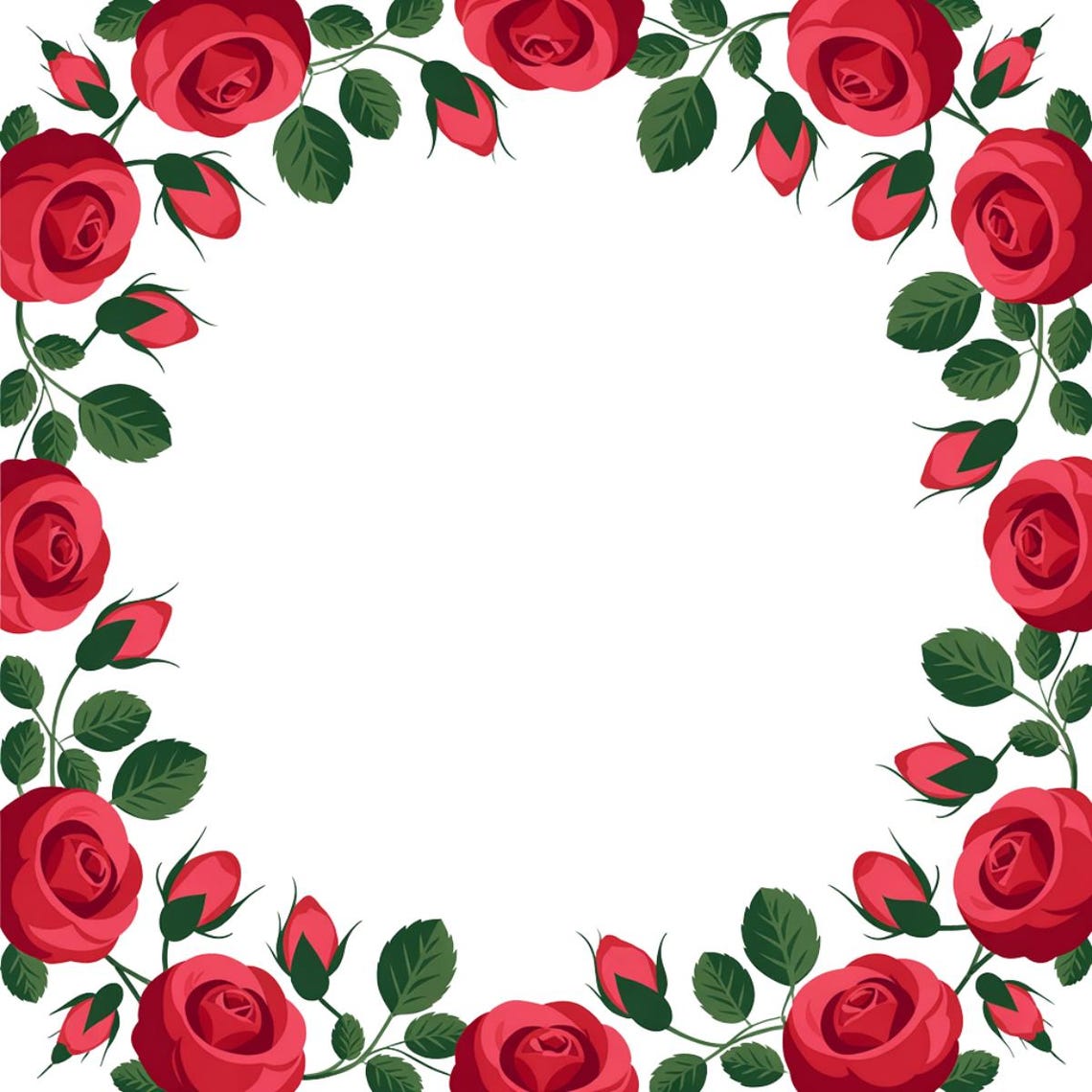 20 Red Roses Clip Arts, Borders, Transparent - Etsy