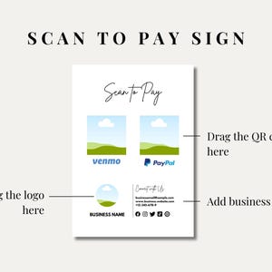 Canva Editable Venmo and Paypal QR Code Sign, Scan to Pay Template ...