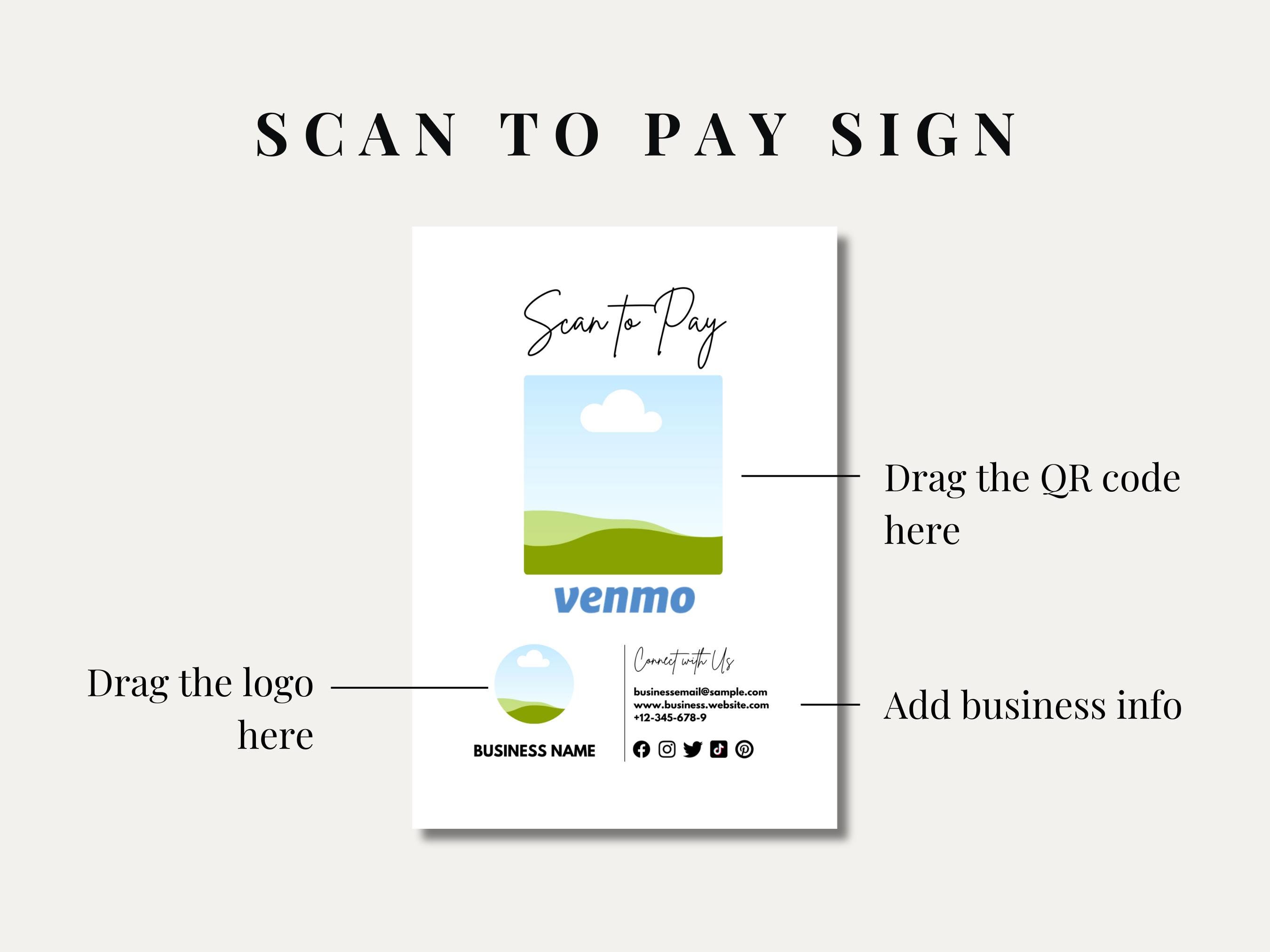 Venmo Code Example Editable Venmo QR Code Sign: Small Business Payment Template (digital ...