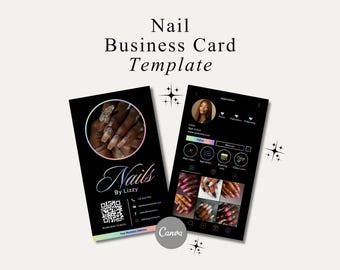 Sjabloon Nail Tech-visitekaartje Instant Download afdrukbaar Instagram-visitekaartje DIY bewerkbaar Canva Social Media QR-code visitekaartje