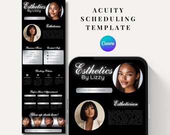Luxury Esthetician Acuity Scheduling Template | Editable Canva Website | Spa, Salon, Beauty Booking Site | Modern Skincare Design
