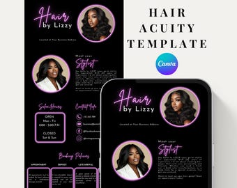 Hair Salon Acuity Scheduling Template: Editable Booking Form (Canva, PDF)